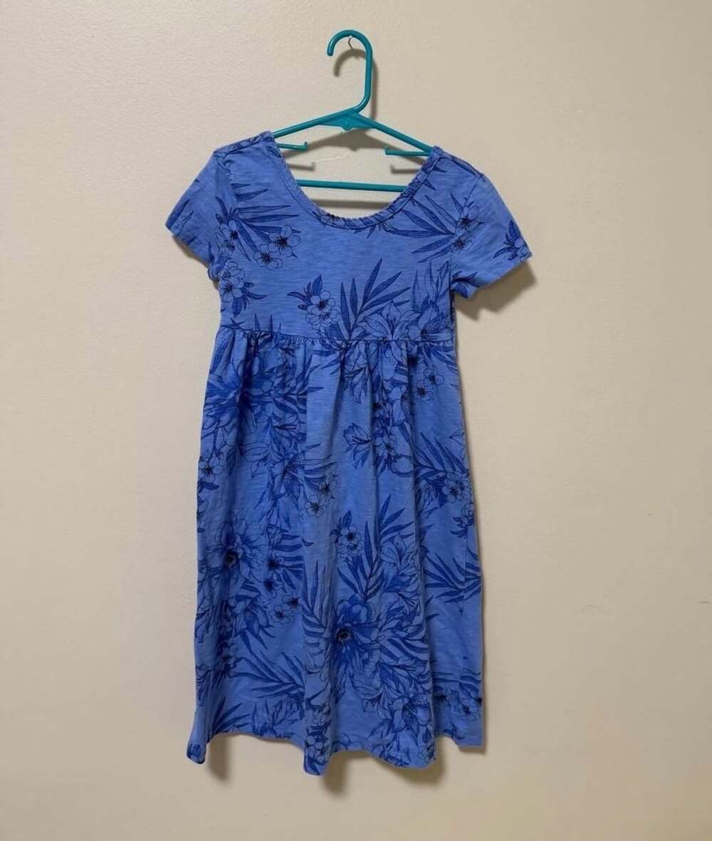 Gap Kids Blue Floral Print Short Sleeve Dress Size Small